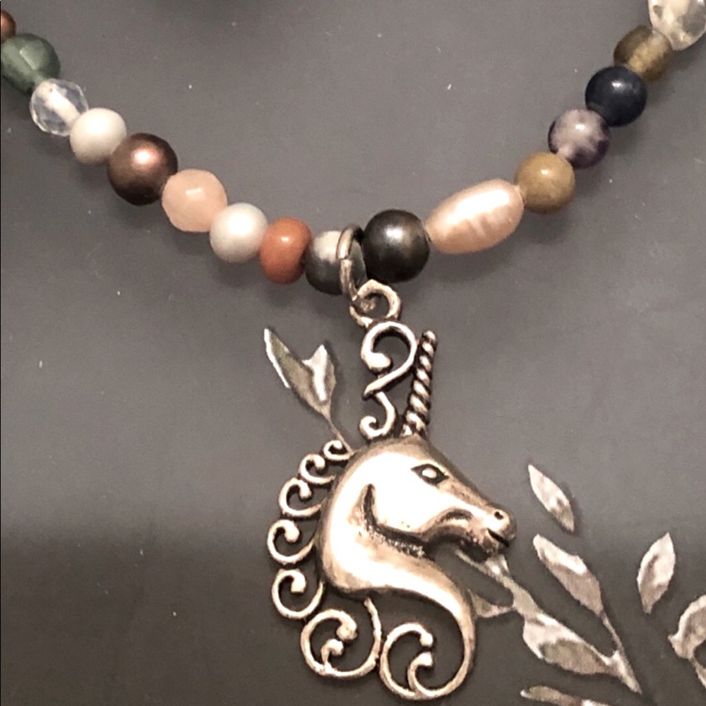 Mystical unicorn necklace earring set Sterling silver
